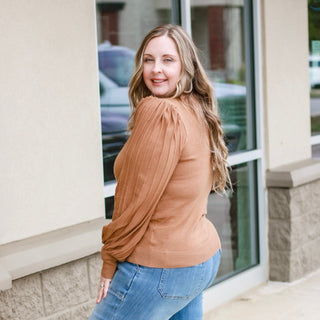 Just a Little Texture Sweater in Mocha