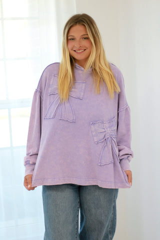 Tied Up in You Hoodie in Lavendar