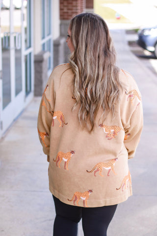 Welcome to the Jungle Cheetah Print Pullover in Latte