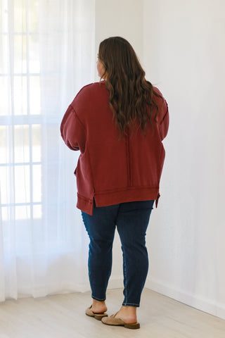 Falling for Love Mineral Wash Sweatshirt in Plum