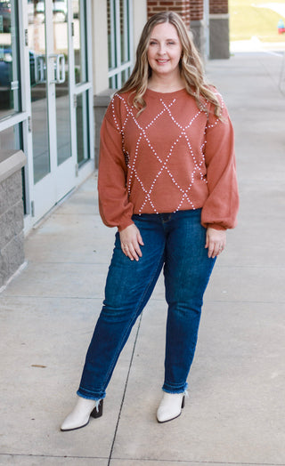 Fall Finds Pearl Sweater in Rust
