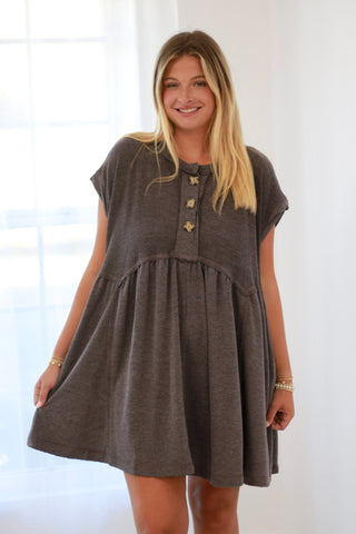 Sweet Nothings Babydoll Dress in Charcoal