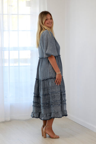 Classy Style Chambray Denim Maxi Dress