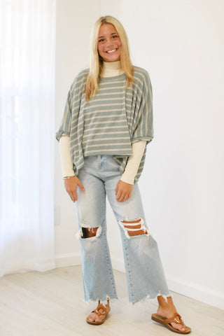 What Goes Around Striped Dolman Sleeve Top