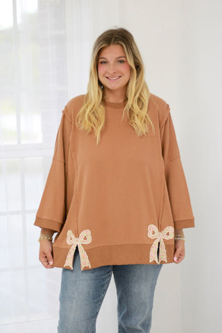Just A Little Tied Up Pullover in Camel