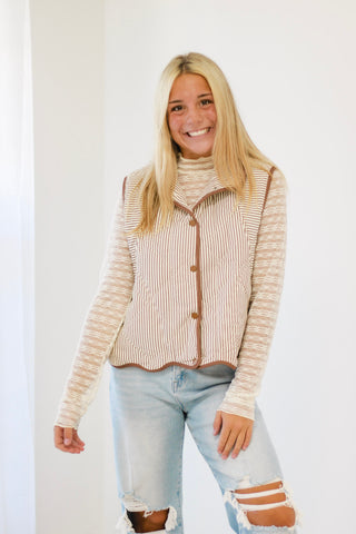 Delicate Flower Mock Neck Top