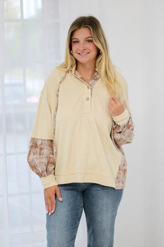 Bonfire Nights Plaid Hoodie in Beige