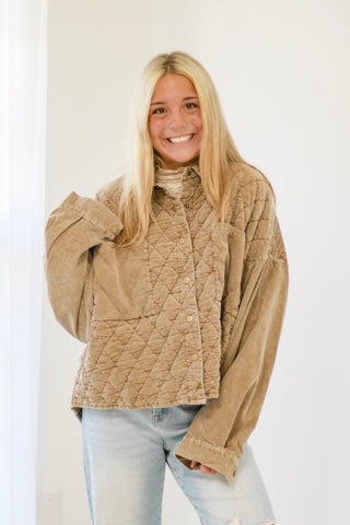 Grabbing a Coffee Mineral Wash Shacket by Oli & Hali