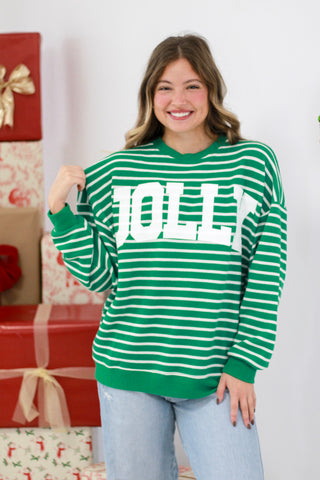 Feeling Jolly Striped Pullover