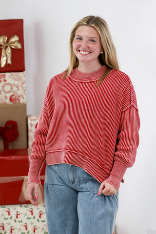 Wound Tight Oversized Sweater in Dark Red
