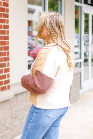 Strawberry Champagne Color Block Sweater