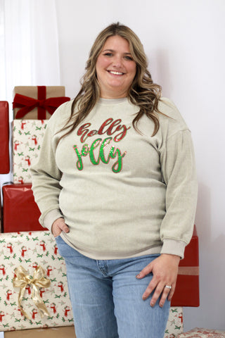 Holly Jolly Sequins Thermal Pullover