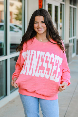 Tennessee Time Ribbed Pullover in Watermelon