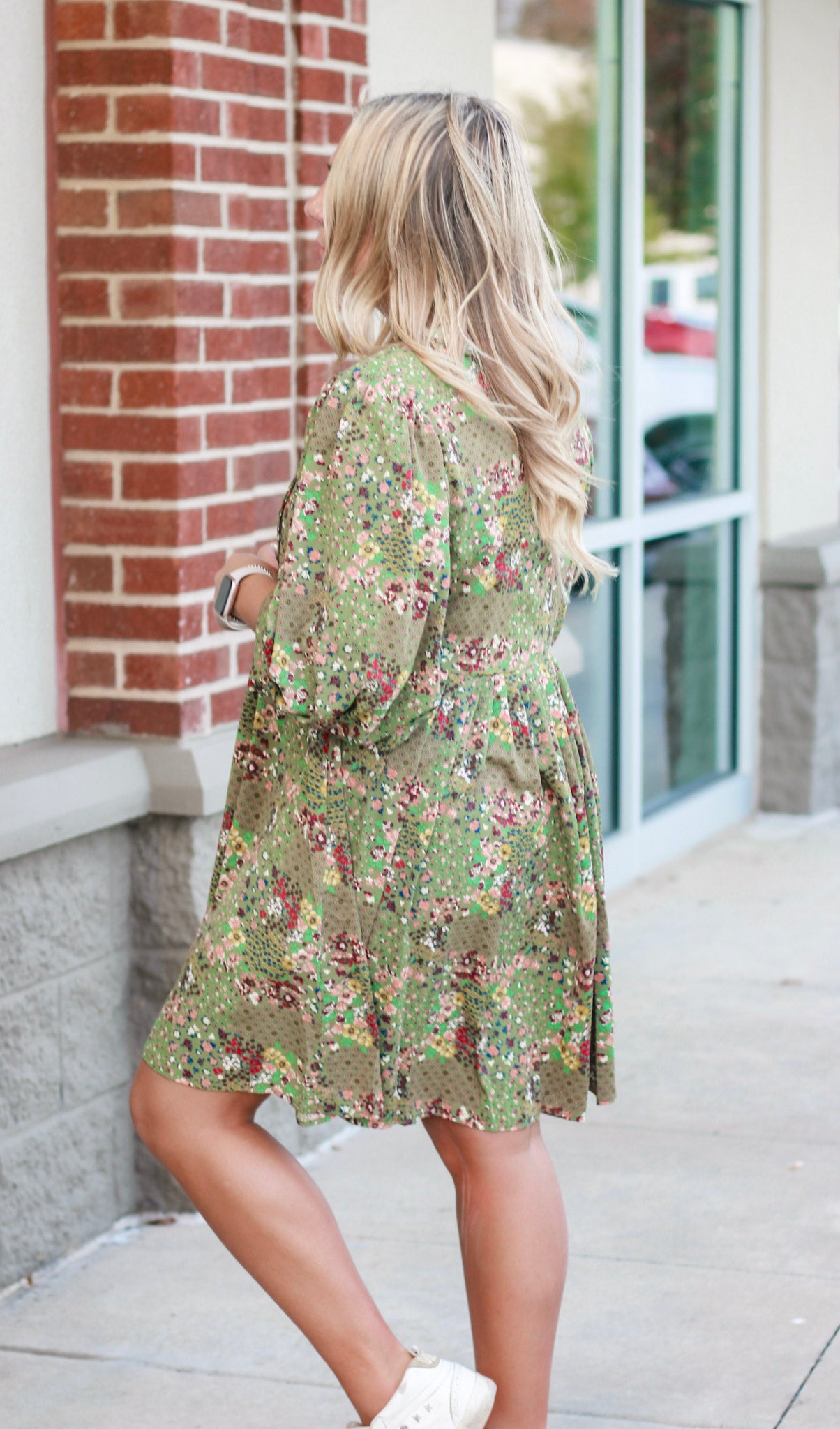 Falling Into Florals Olive Dress