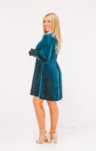 Office Party Smocked Velvet Dress