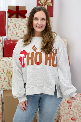 Ho Ho Ho Heather Gray Pullover