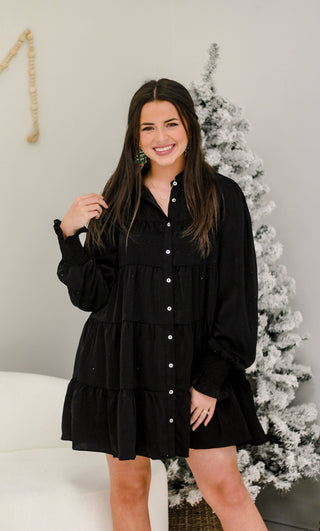 Holiday Favorite Black Dress with Black Jewels