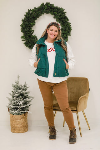 Layered in Christmas Cheer Sprice Puffer Vest