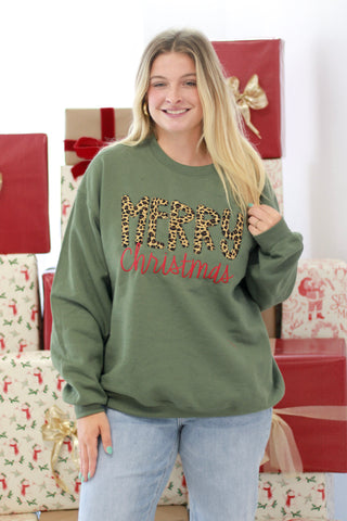 Merry Christmas Cheetah Pullover