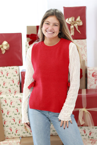 Here's To You Sleeveless Sweater in Ruby