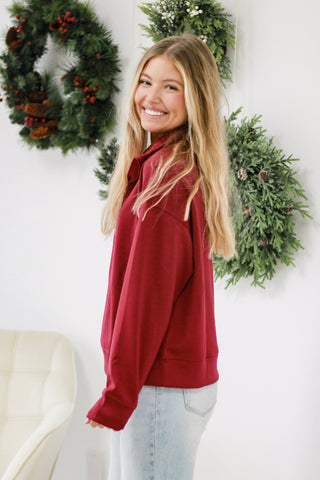 Scuba Half-Zip Pullover in Cabernet