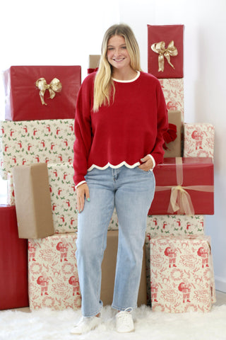 Guess Again Scallop Trim Sweater