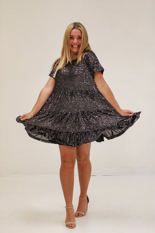 She's Sparkly Black Party Dress