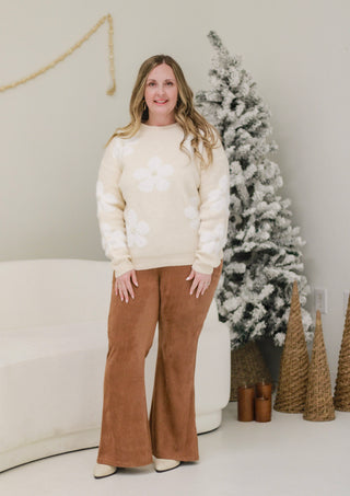 Embellishments Floral Sweater in Cream