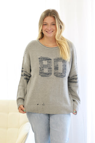 The Numbers Game Comfy Sweater in Grey