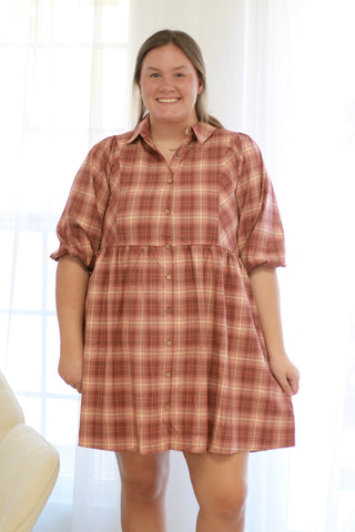 Moments Like These Mauve Plaid Dress
