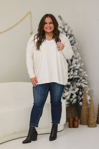 DB At a Glance V Neck Top in Cream