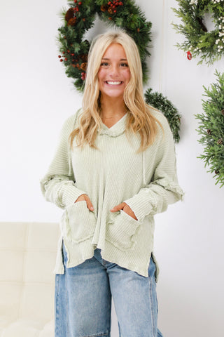 Going Places Hoodie Pullover in Sage