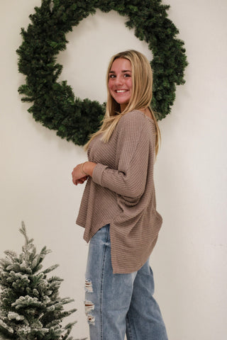 DB In the Moment Waffle Knit Top in Light Mocha