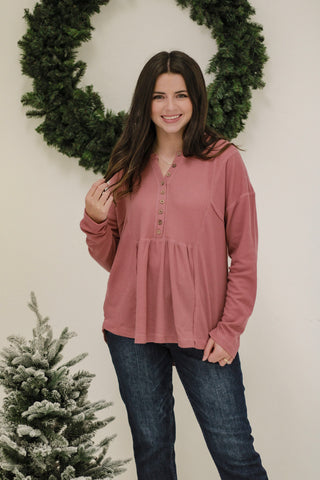 DB Raspberry Love Waffle Knit Top