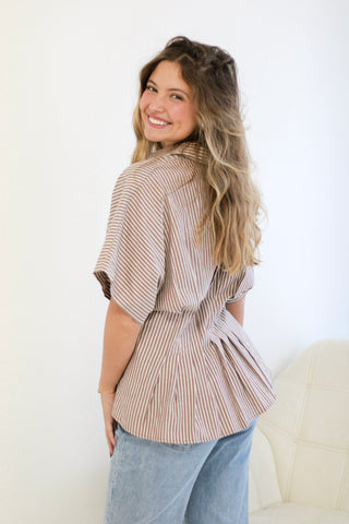 Better Than Expected Striped Button Down Blouse