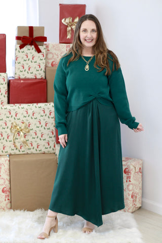 Festive Favorites Holiday Dress in Hunter Green