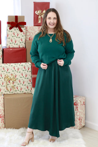 Festive Favorites Holiday Dress in Hunter Green
