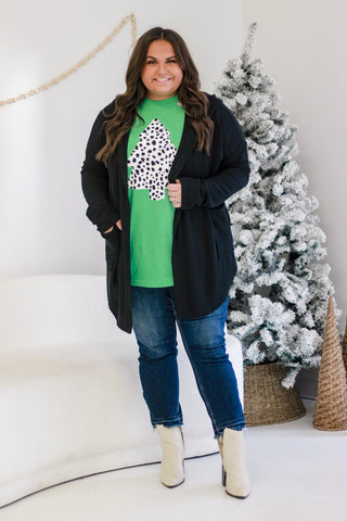 Meant to Love You Ribbed Cardigan in Black