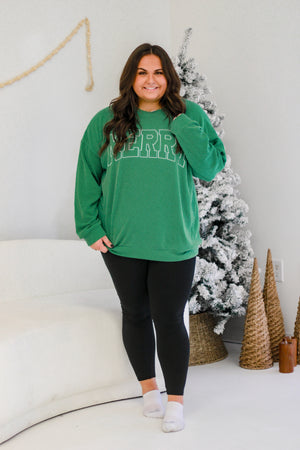 Merry Ribbed Pullover in Green