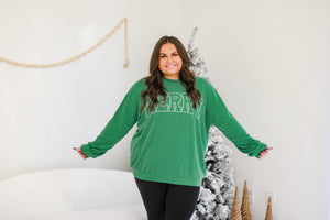 Merry Ribbed Pullover in Green