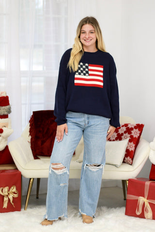 USA Flag Sweater in Navy Doorbuster