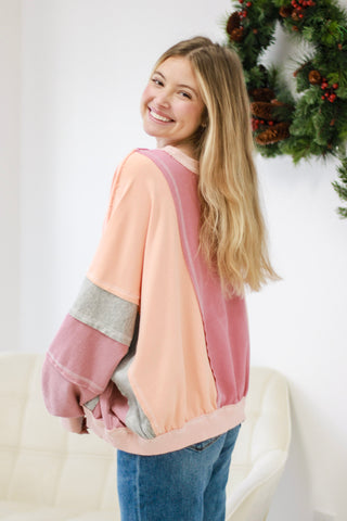 Peach Smoothie Colorblock Pullover