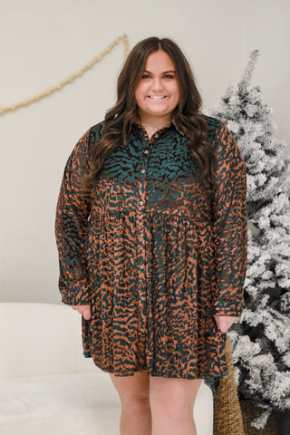 Christmastime Leopard Burnout Dress in Blue