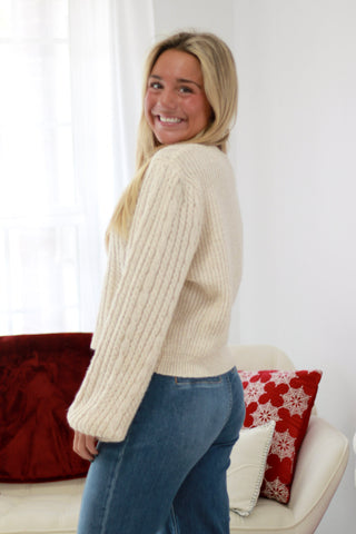 Sweet as Sugar Bow Detail Sweater