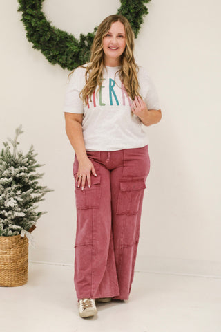 Crazy for You Wide Leg Pants in Cherry Blossom