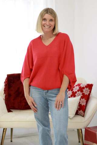 Love to Love You Dolman Sweater in Red