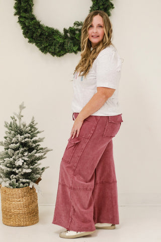 Crazy for You Wide Leg Pants in Cherry Blossom