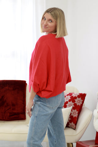 Love to Love You Dolman Sweater in Red