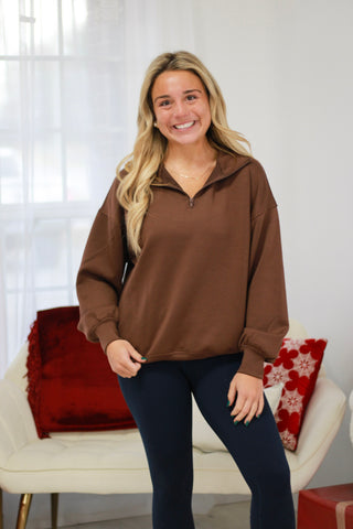 Everyday Scuba Pullover Doorbuster in Chocolate Brown