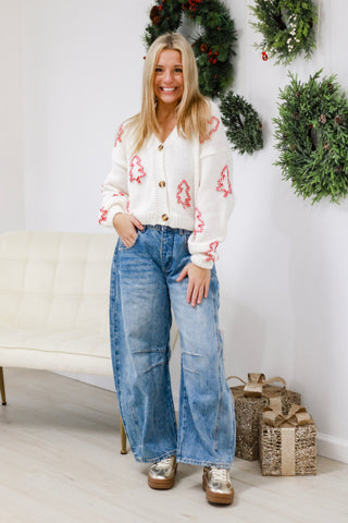 Candy Cane Christmas Top in White